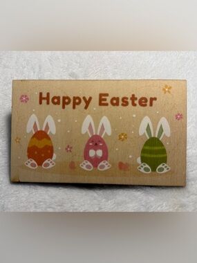 Happy Easter Bunny Egg Wooden Sign